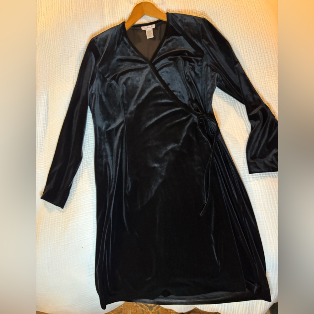 Talbots Black Velvet Wrap Dress - Picture 5 of 9